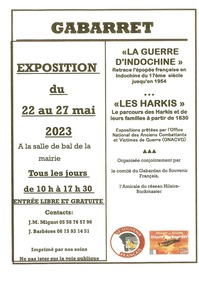 Gabarret - Expositions Guerre d'Indochine & Harkis - 22 au 27 Mai