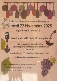 Mauvezin d'Armagnac - Soirée Vins de pays et Beaujolais - 22 Novembre
