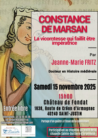 Affiche conférence Constance de Marsan 15 nov 2025