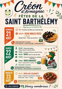 Créon d'Armagnac - Fêtes de la St Barthélémy - 21 au 23 Août