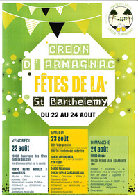 Créon d'Armagnac - Fêtes de la St Barthélémy - 22 au 24 Août