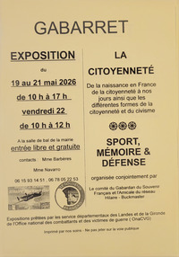 Gabarret - Expositions La Citoyenneté & Sport, Mémoire et Défense - 19 au 21 Mai