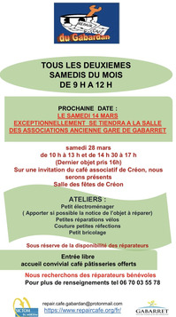 Gabarret - Repair café - 14 Mars