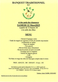 Labastide d'Armagnac - Banquet traditionnel de l'ACCA - 22 Mars