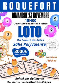 Roquefort - Loto du Comité des Fêtes - 23 Novembre