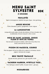 St Justin - Menu de la St Sylvestre (Les Allées) - 31 Décembre