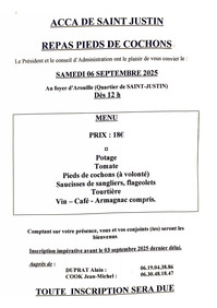 St Justin - Repas Pieds de cochon - 6 Septembre