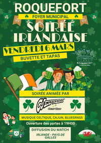 soirée irlandaise 6 mars roquefort