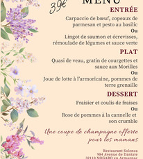 Nogaro - Menu fête des mères - 25 Mai
