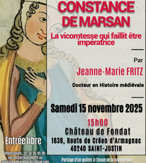 Affiche conférence Constance de Marsan 15 nov 2025