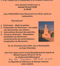 Labastide d'Armagnac - Inauguration Monument aux morts - 25 Avril