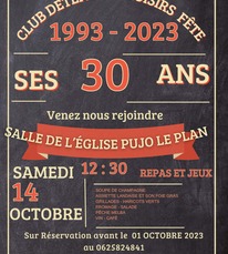 Pujo le Plan - Club Détente et Loisirs fête ses 30 ans - 14 Octobre