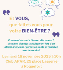 Roquefort - Atelier bien-être - 18 Novembre