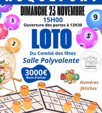Roquefort - Loto du Comité des Fêtes - 23 Novembre
