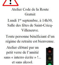 St Cricq Villeneuve - Atelier code de la Route - 1er Septembre