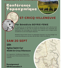 St Cricq Villeneuve - Conférence Toponymique (JEP) - 20 Septembre