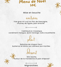 St Justin - Menu de Noël Cadet de Gascogne - 25 Décembre