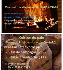 Ste Foy - Soirée Four à pain & Cuisson du pain - 1er & 2 Décembre