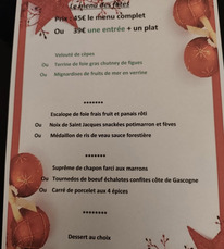 menu des fêtes - auberge des chasseurs