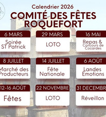 calendrier 2026 comité des fêts de roquefort